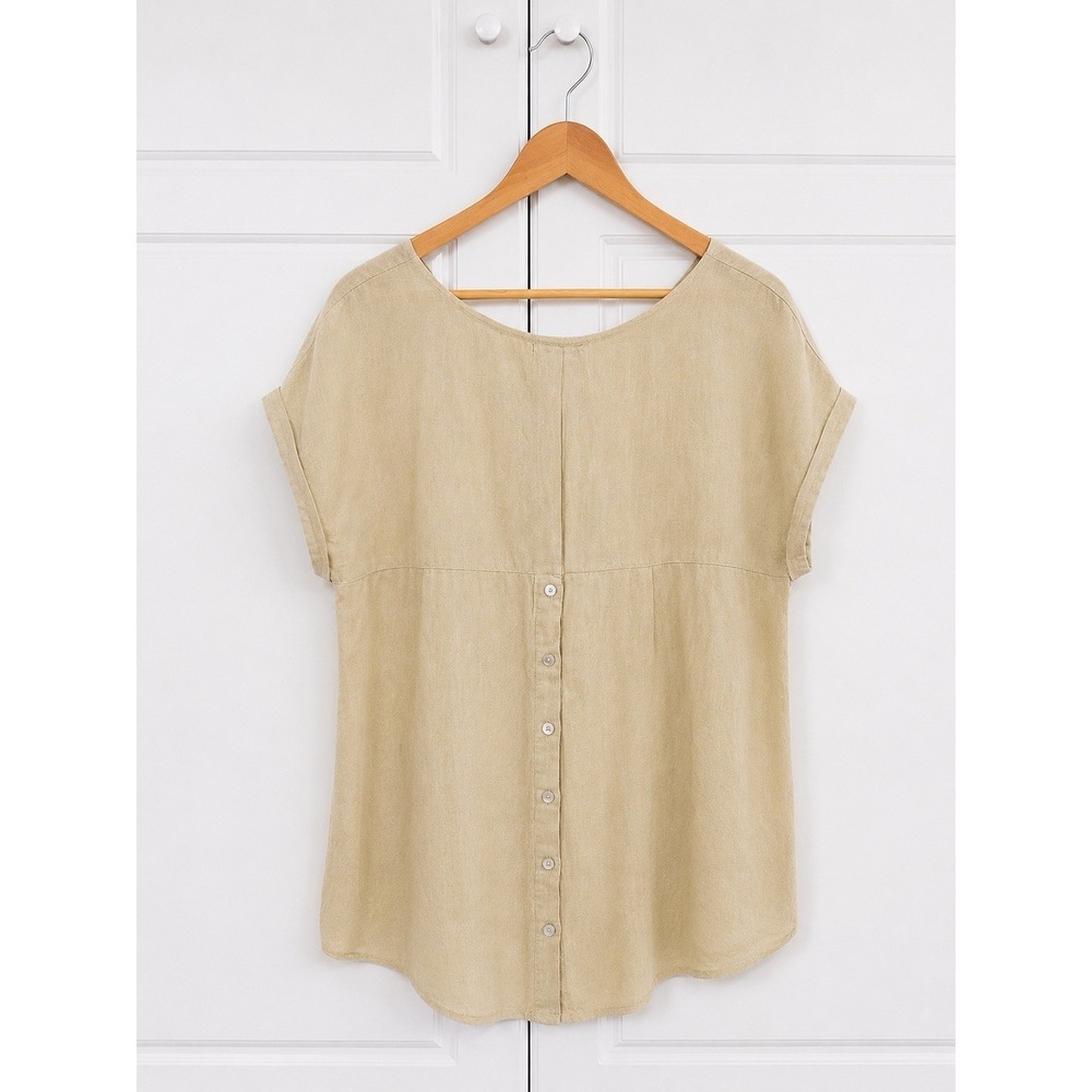 Terzo Millennio Made In Italy Yellow 100% Linen Lagenlook Tunic Top Size Small